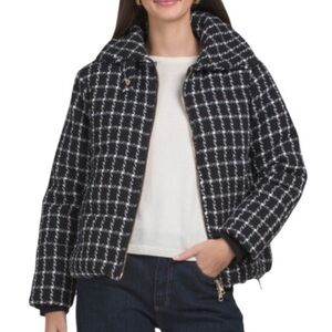❗️Last Chance NWT Jason Wu Luxe Black and White Patterned Tweed Puffer Coat.